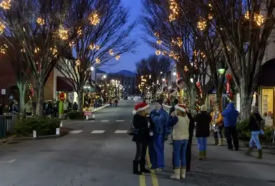 Waynesville Main Street just a short drive from High Hopes cabin rental in Maggie Valley NC