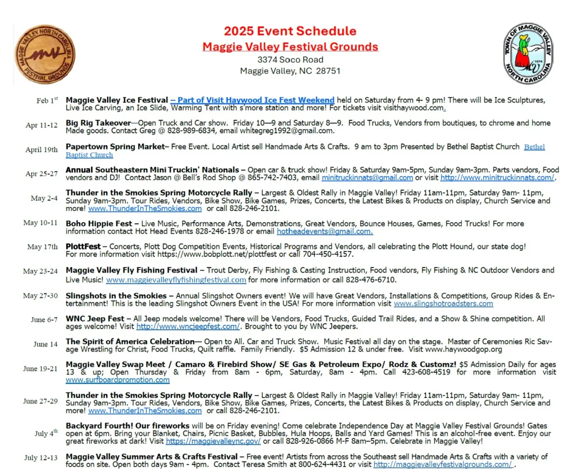 Festival Fairgrounds Calendar 2025